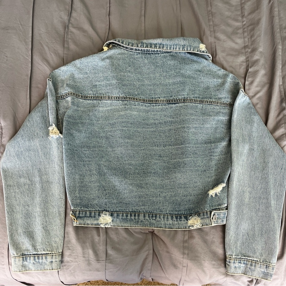 Boutique Leopard Patchwork Light Blue Denim Jacke… - image 5